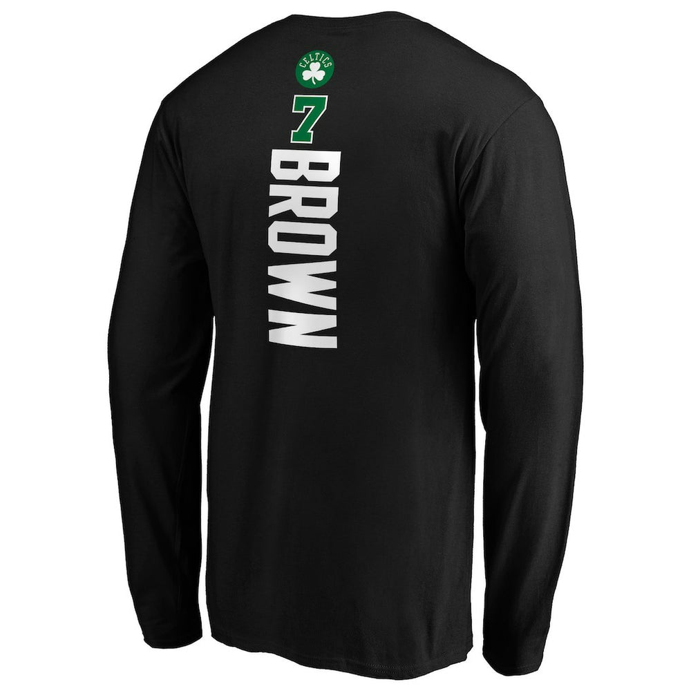Jaylen Brown Boston Celtics Playmaker Name & Number Long Sleeve T-Shirt Black - NBA