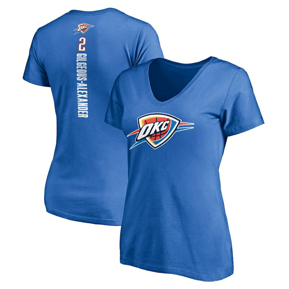 Shai Gilgeous-Alexander Oklahoma City Thunder Women's Playmaker Name & Number V-Neck T-Shirt Blue - NBA