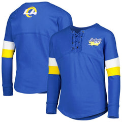 Los Angeles Rams New Era Girls Youth Lace-Up Long Sleeve T-Shirt Royal | NFL