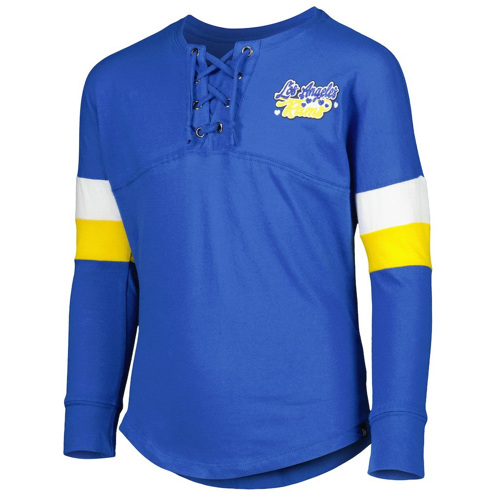 Los Angeles Rams New Era Girls Youth Lace-Up Long Sleeve T-Shirt Royal | NFL
