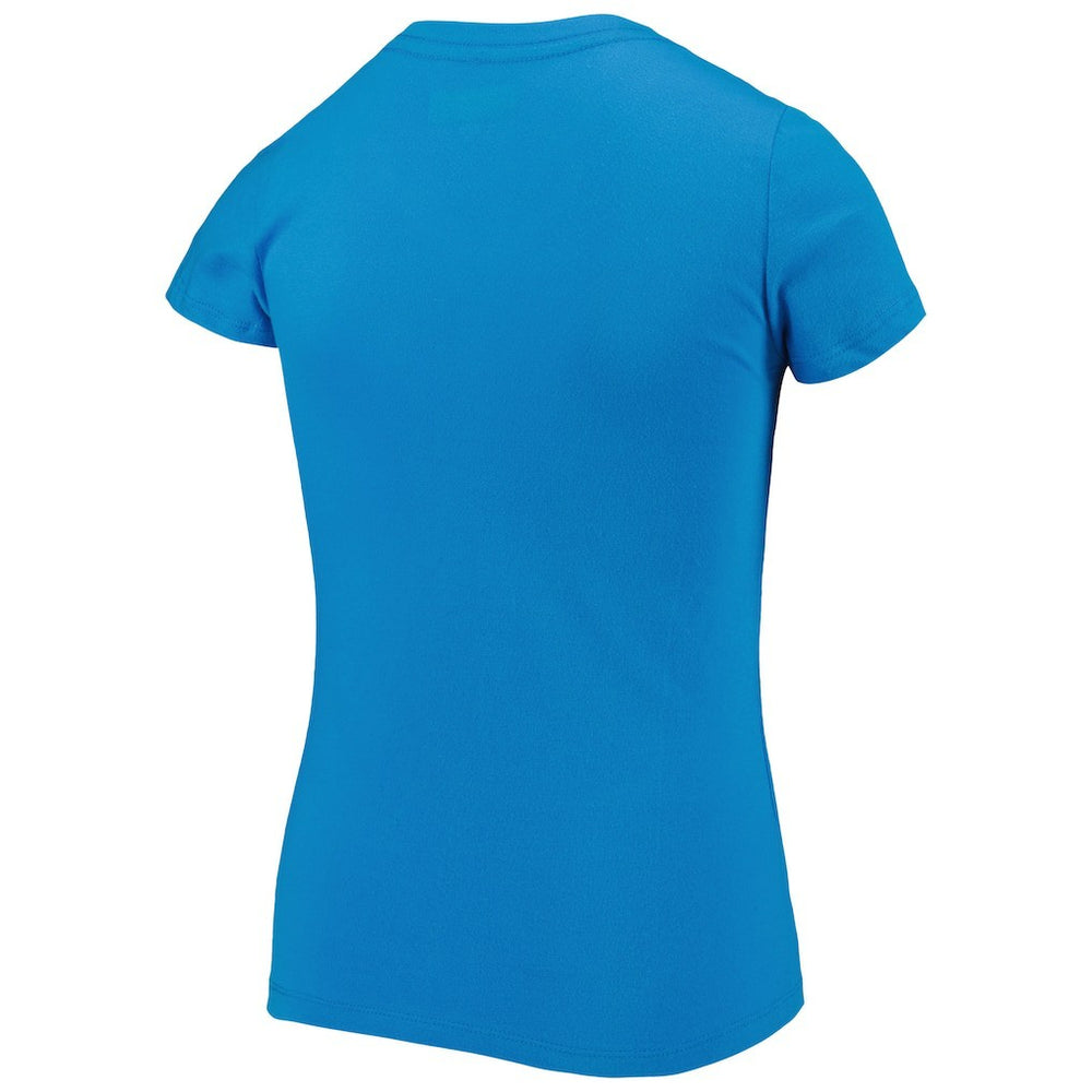 Carolina Panthers New Era Girls Youth Reverse Sequin Wordmark V-Neck T-Shirt Blue | NFL