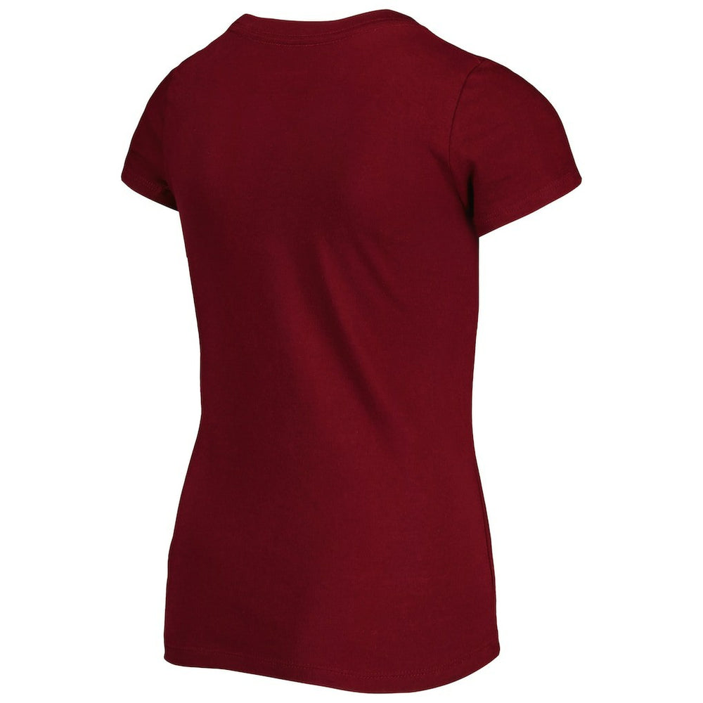 Washington Commanders New Era Girls Youth Reverse Sequin Wordmark V-Neck T-Shirt Burgundy | NFL