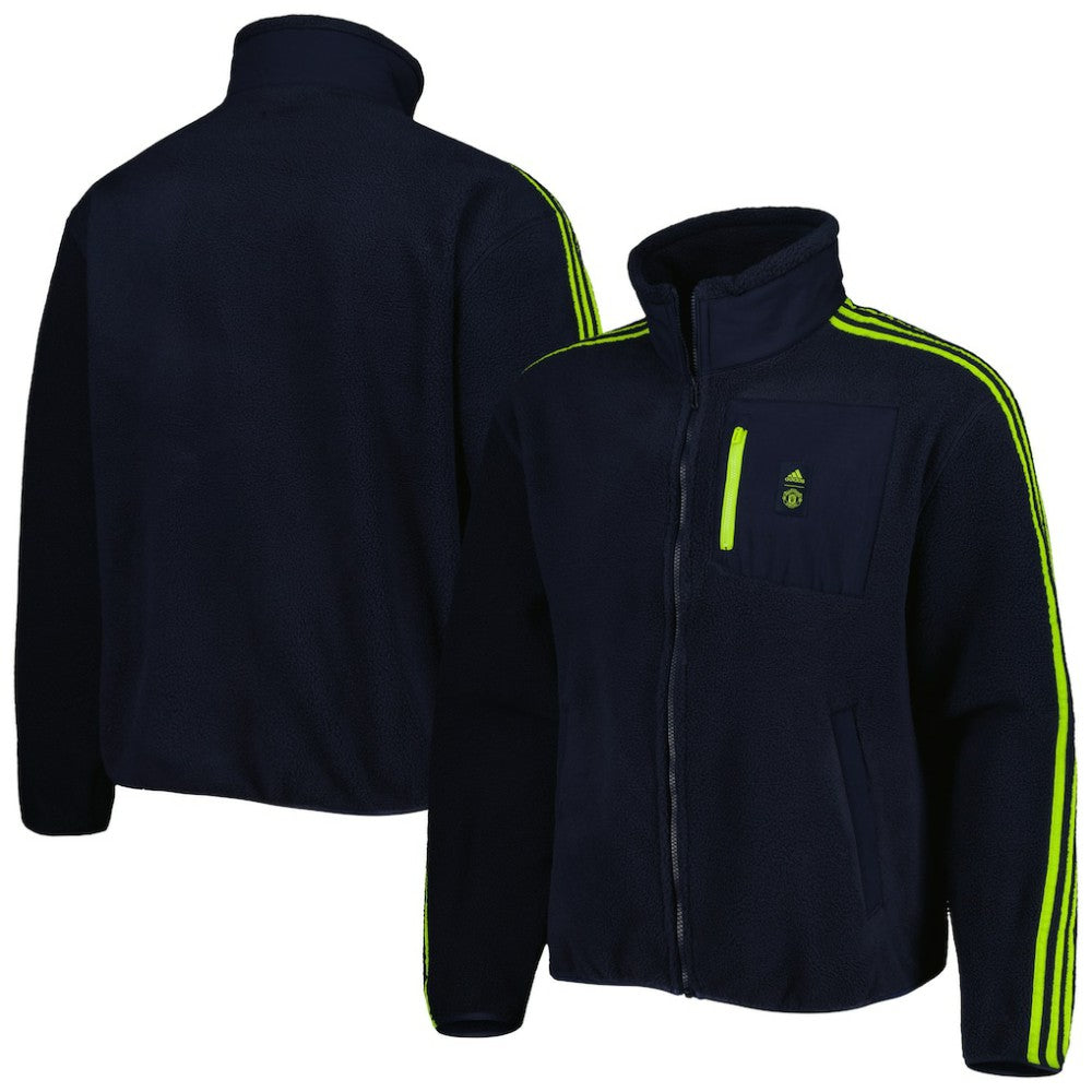 Manchester United Lifestyler Fleece Full-Zip Jacket Navy | Adidas