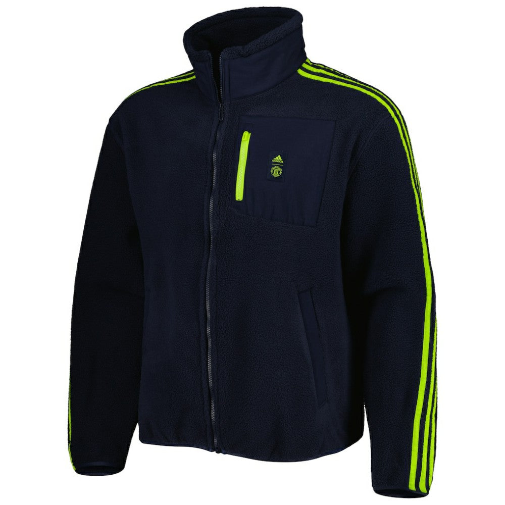 Manchester United Lifestyler Fleece Full-Zip Jacket Navy | Adidas