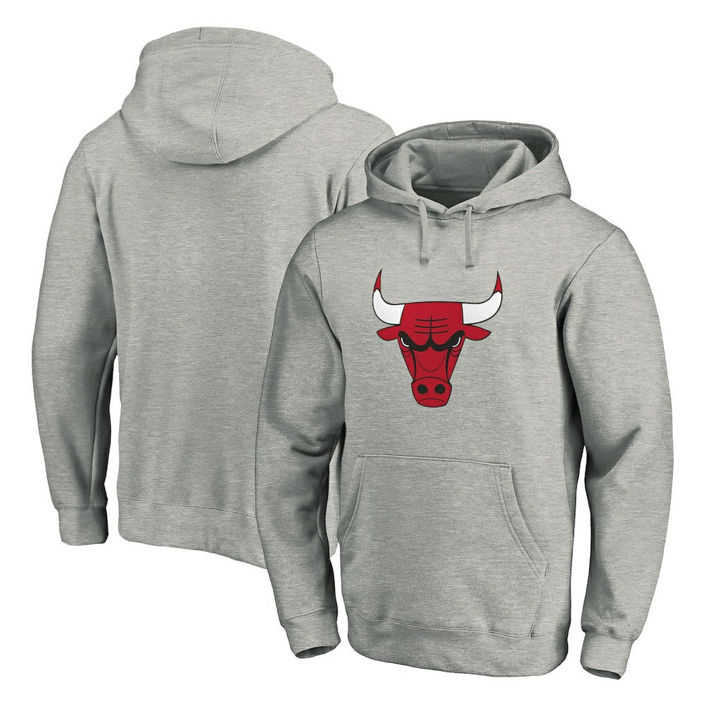 Chicago Bulls Primary Mascot Logo Pullover Hoodie Heathered Gray - NBA