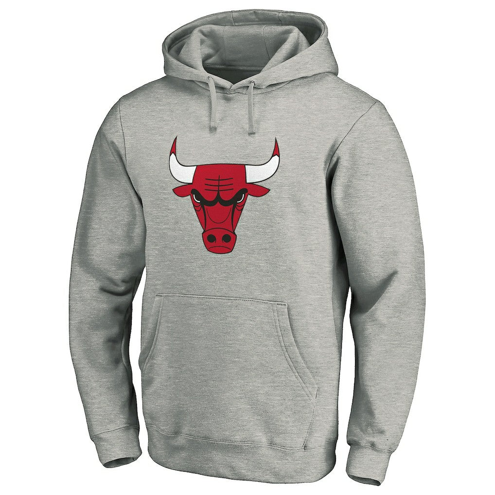 Chicago Bulls Primary Mascot Logo Pullover Hoodie Heathered Gray - NBA