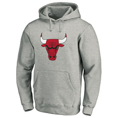 Chicago Bulls Primary Mascot Logo Pullover Hoodie Heathered Gray - NBA