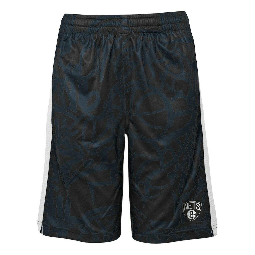 Brooklyn Nets Youth Scribble Dribble Baller Shorts Black - NBA