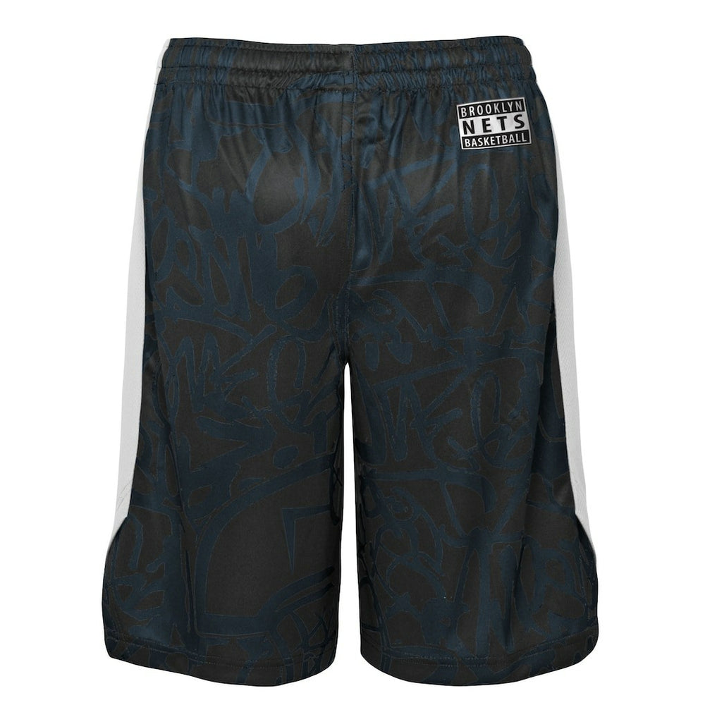 Brooklyn Nets Youth Scribble Dribble Baller Shorts Black - NBA