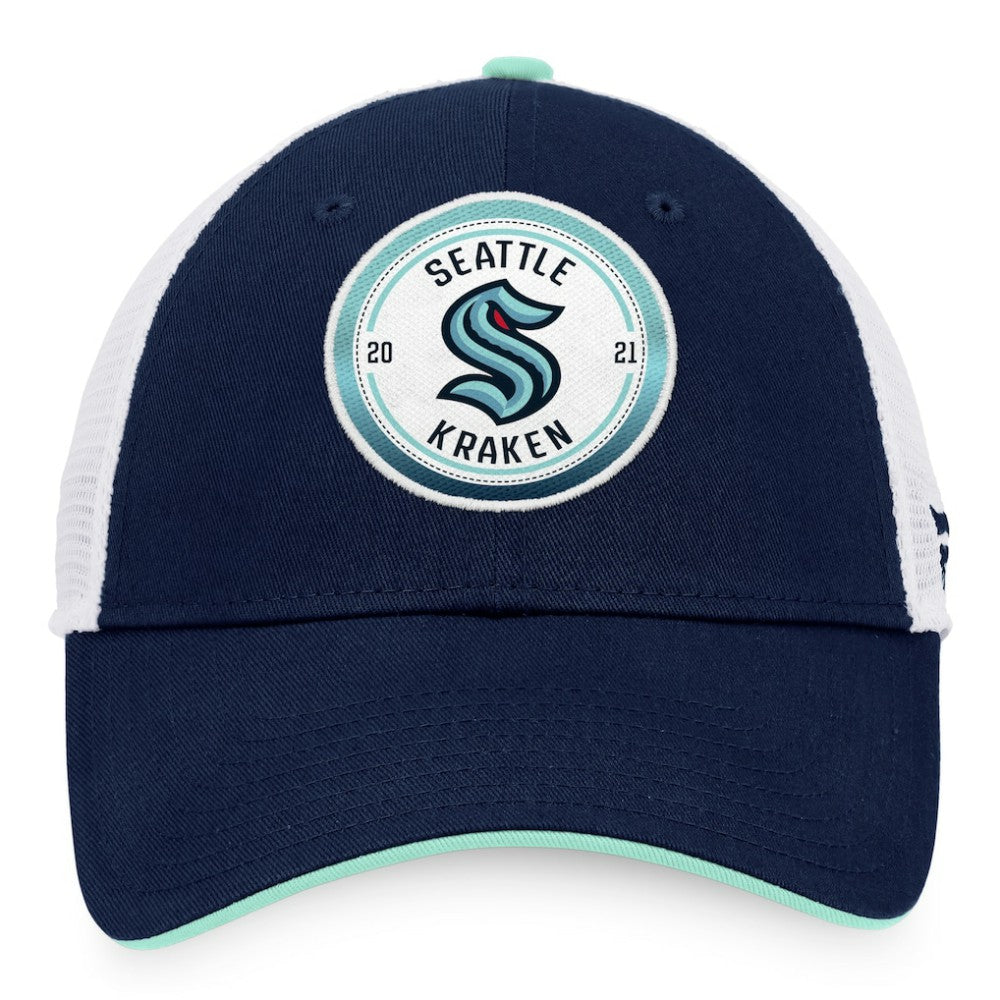 Seattle Kraken Fanatics Iconic Gradient Trucker Snapback Hat - Deep Sea Blue/White - NHL