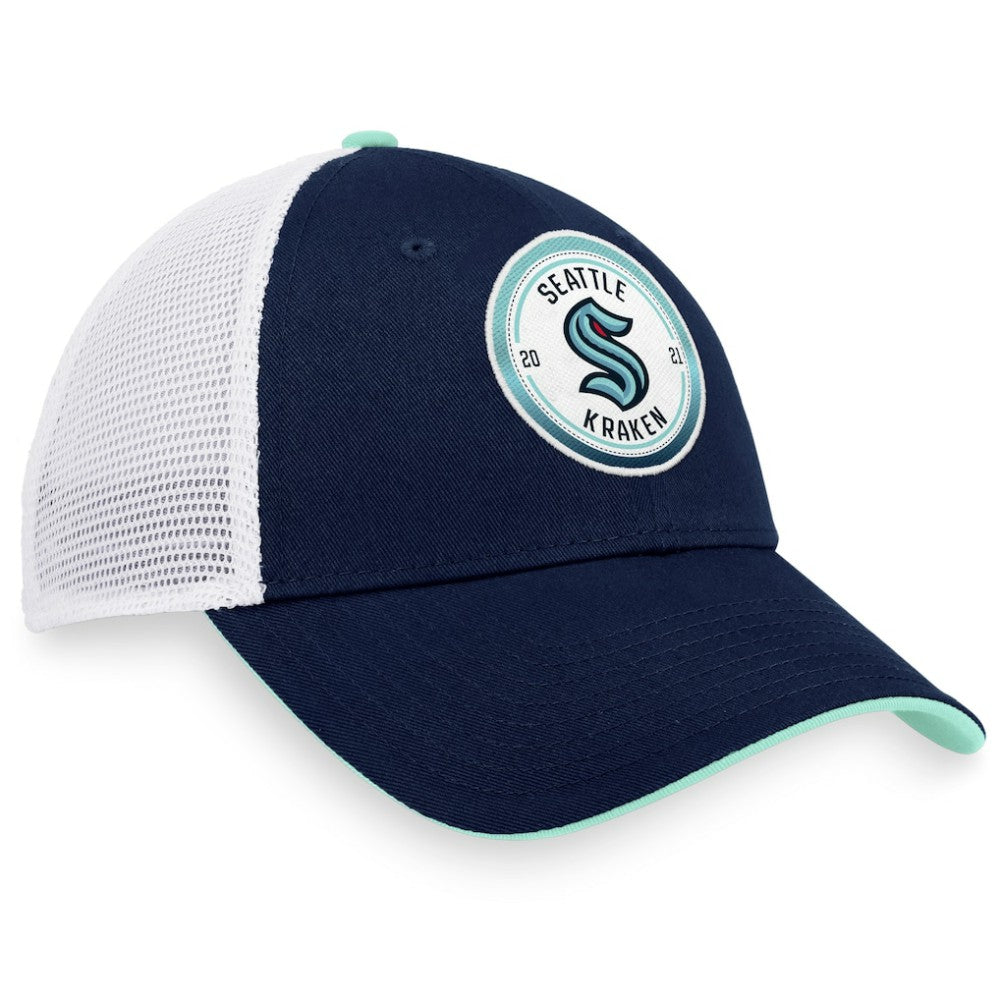 Seattle Kraken Fanatics Iconic Gradient Trucker Snapback Hat - Deep Sea Blue/White - NHL