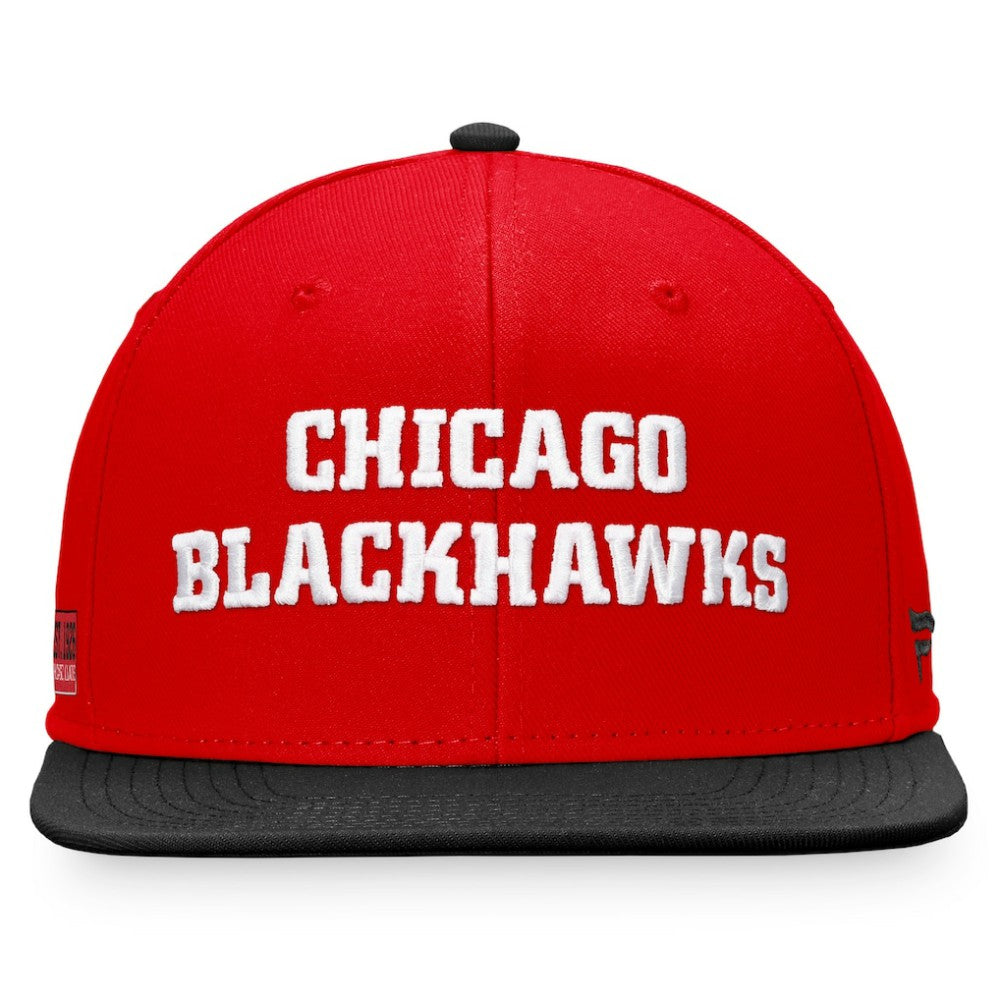 Chicago Blackhawks Fanatics Iconic Color Blocked Snapback Hat - Red/Black - NHL