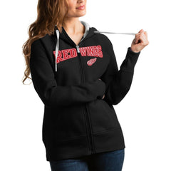 Detroit Red Wings Antigua Women's Wordmark Victory Full-Zip Hoodie - Black - NHL