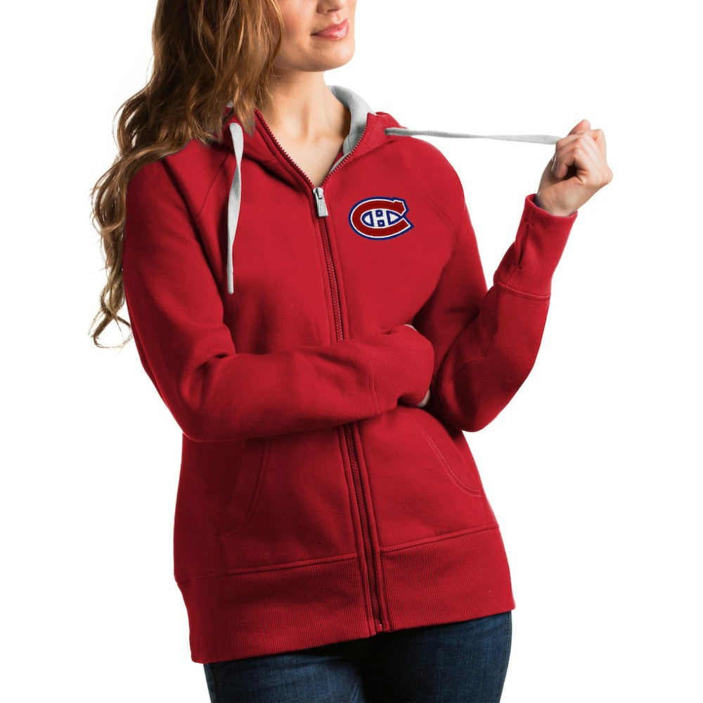 Montreal Canadiens Antigua Women's Team Victory Full-Zip Hoodie - Red - NHL