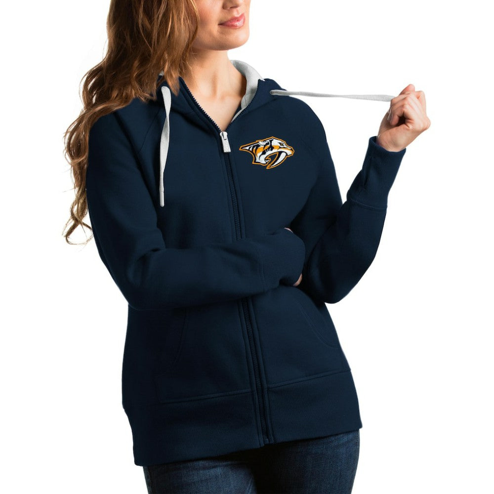 Nashville Predators Antigua Women's Team Victory Full-Zip Hoodie - Navy - NHL