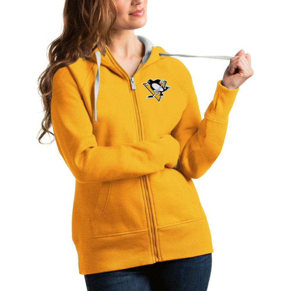 Pittsburgh Penguins Antigua Women's Victory Full-Zip Hoodie - Gold - NHL