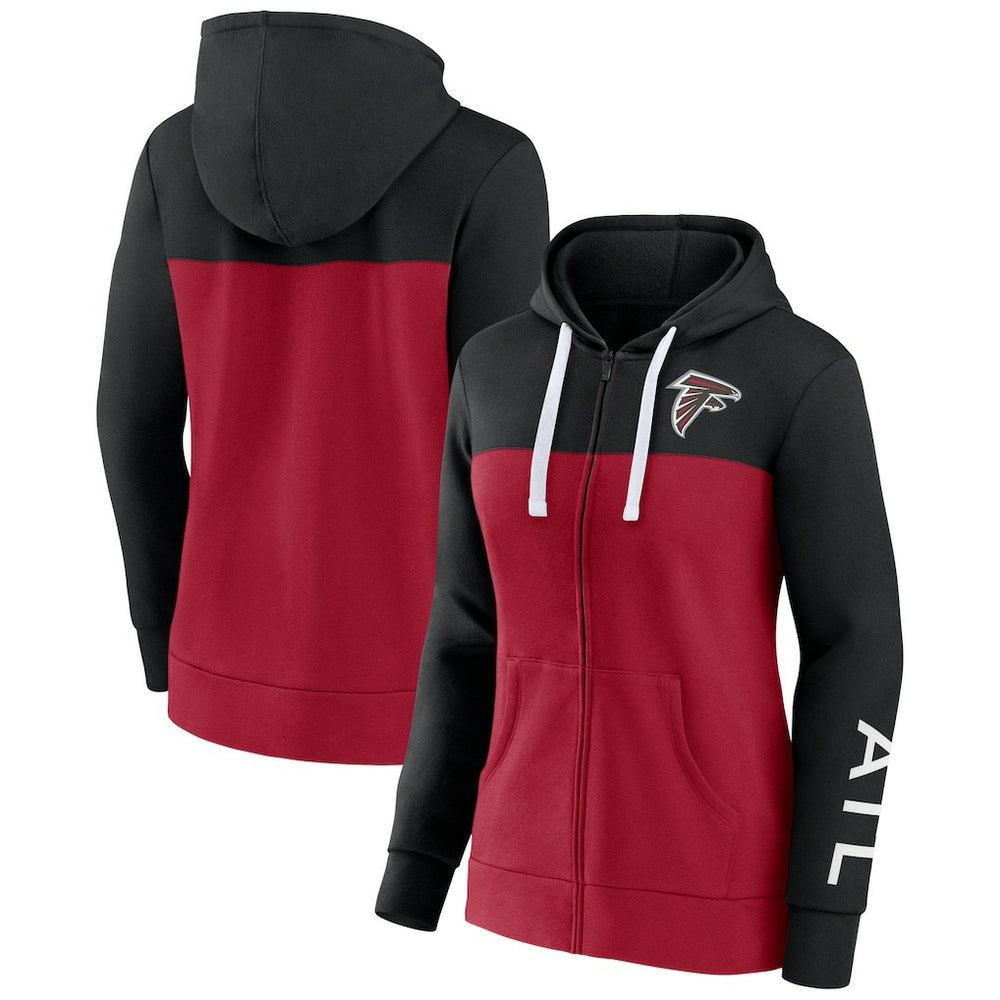 Atlanta Falcons Women's Take The Field Color Block Full-Zip Hoodie Black/Red | Fanatics