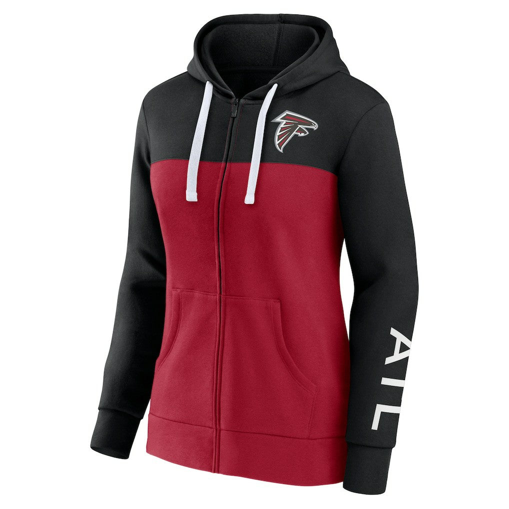 Atlanta Falcons Women's Take The Field Color Block Full-Zip Hoodie Black/Red | Fanatics