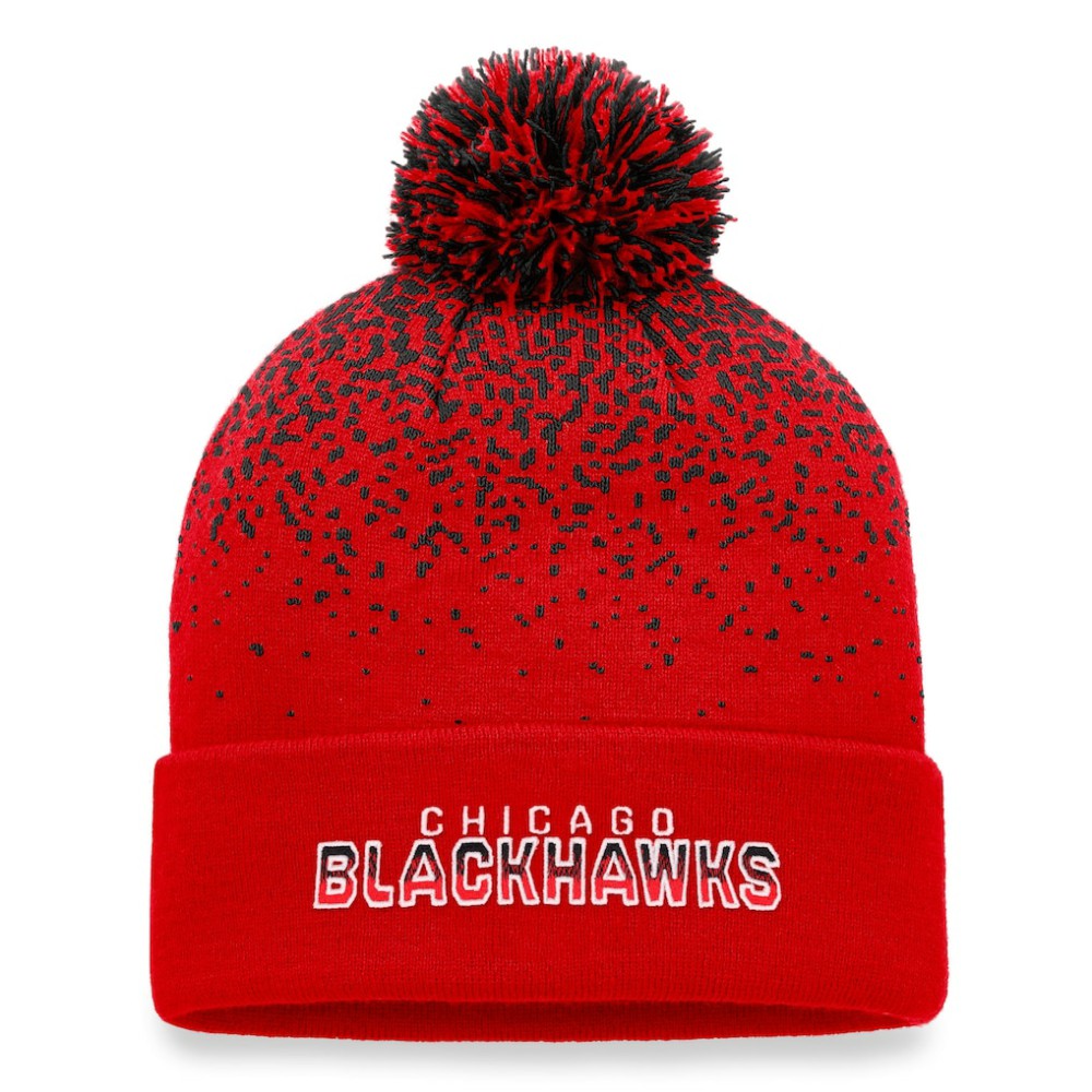 Chicago Blackhawks Fanatics Iconic Gradient Cuffed Knit Hat with Pom - Red - NHL