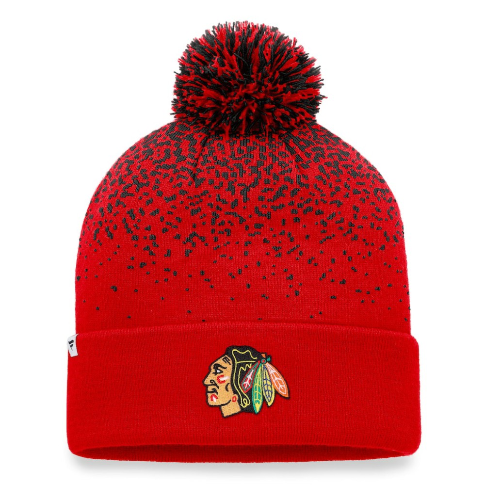 Chicago Blackhawks Fanatics Iconic Gradient Cuffed Knit Hat with Pom - Red - NHL