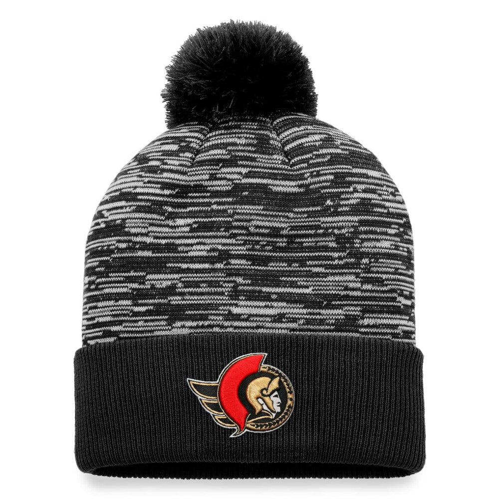 Ottawa Senators Fanatics Defender Cuffed Knit Hat with Pom - Black - NHL