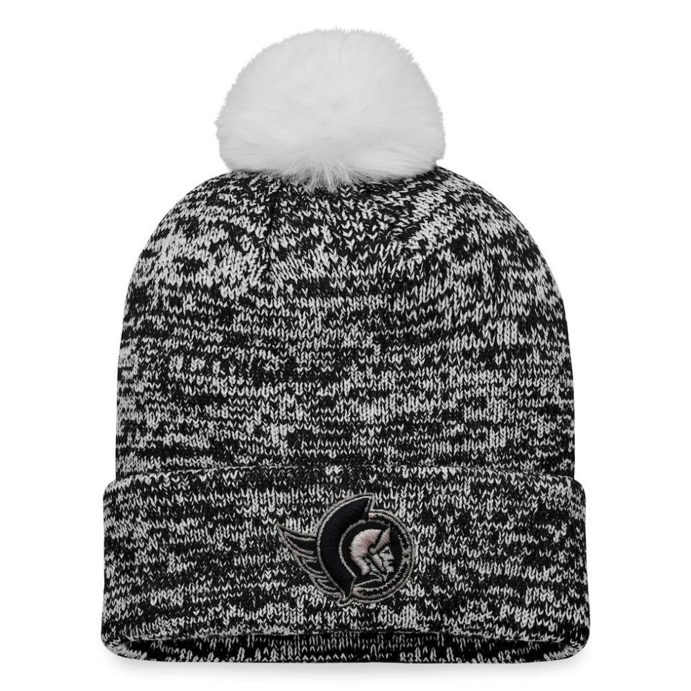 Ottawa Senators Fanatics Women's Glimmer Cuffed Knit Hat with Pom - Black - NHL