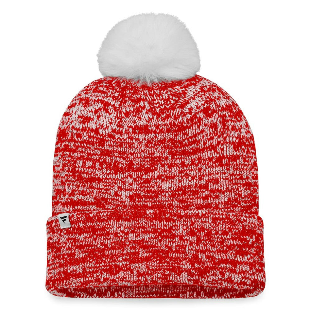 Chicago Blackhawks Fanatics Women's Glimmer Cuffed Knit Hat with Pom - Red - NHL
