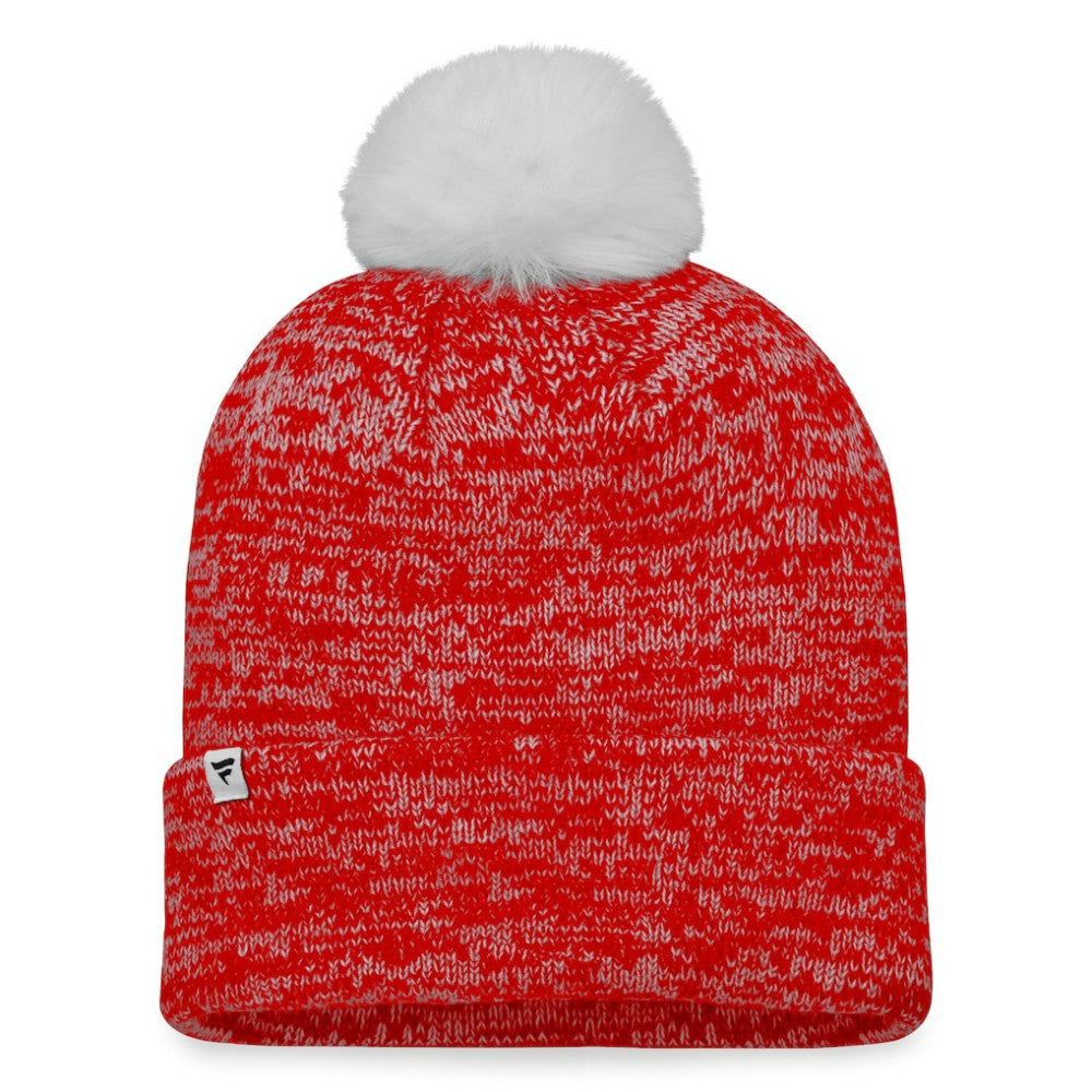 Calgary Flames Fanatics Women's Glimmer Cuffed Knit Hat with Pom - Red - NHL