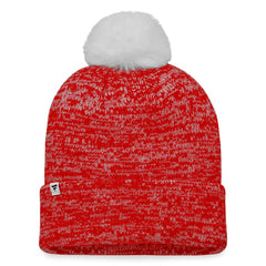 Calgary Flames Fanatics Women's Glimmer Cuffed Knit Hat with Pom - Red - NHL