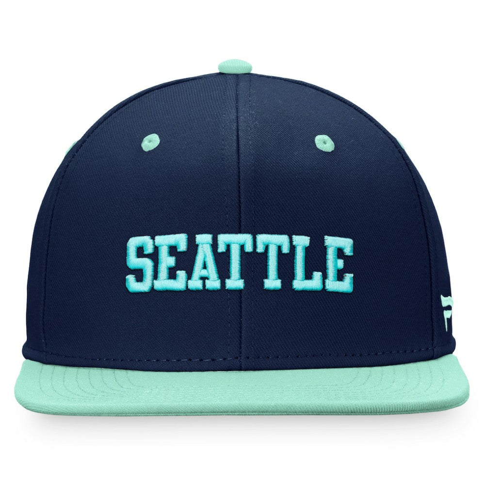 Seattle Kraken Fanatics Heritage City Two-Tone Snapback Hat - Deep Sea Blue/Light Blue - NHL