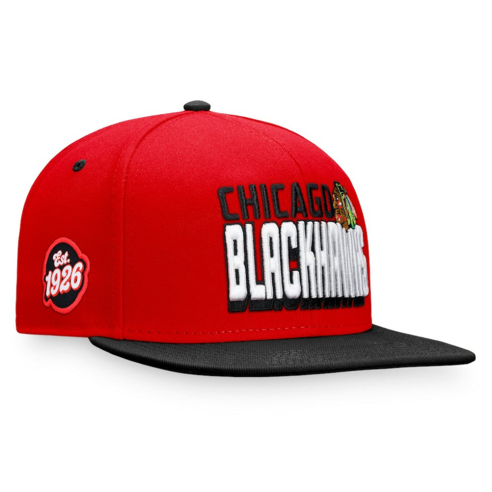 Chicago Blackhawks Fanatics Heritage Retro Two-Tone Snapback Hat - Red/Black - NHL