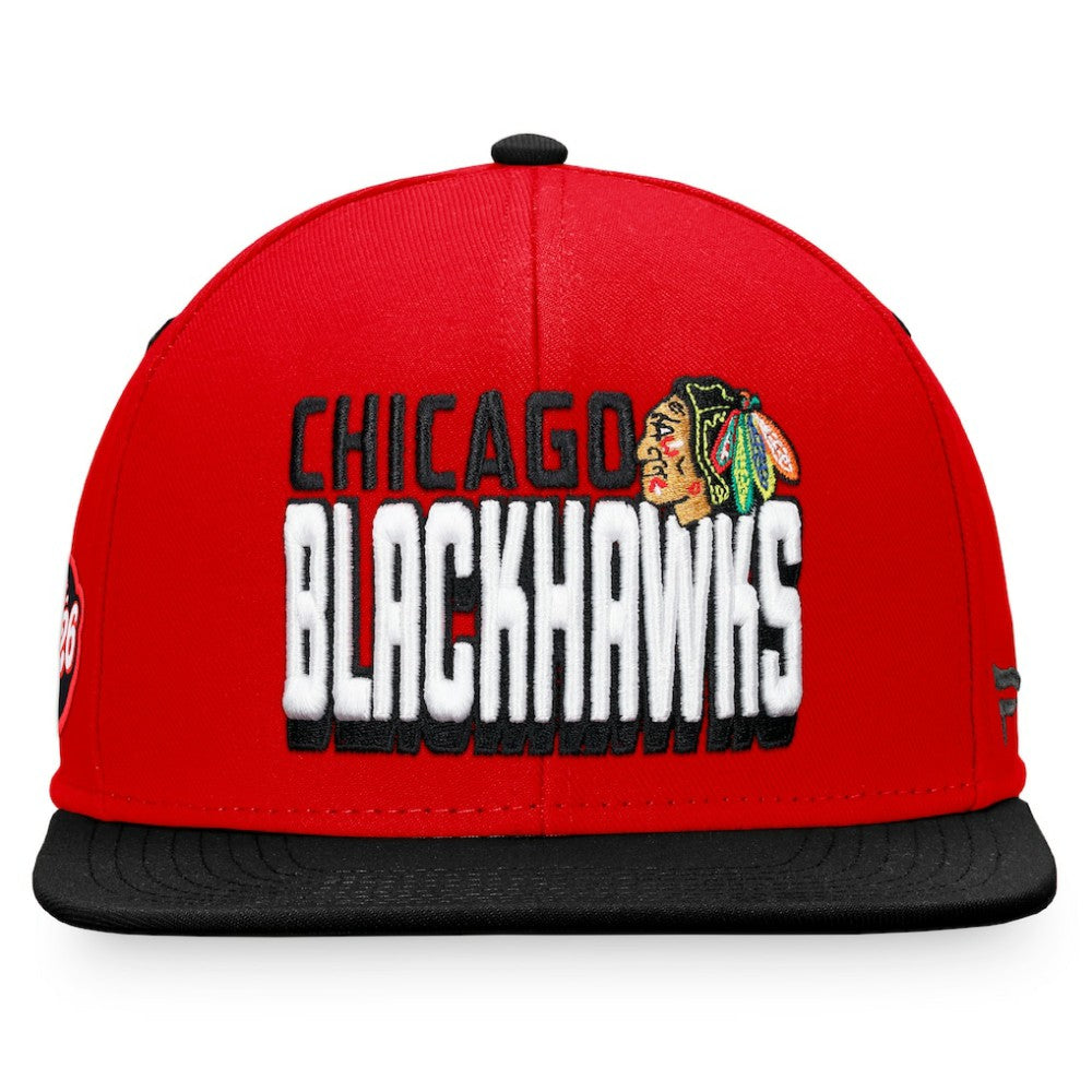 Chicago Blackhawks Fanatics Heritage Retro Two-Tone Snapback Hat - Red/Black - NHL