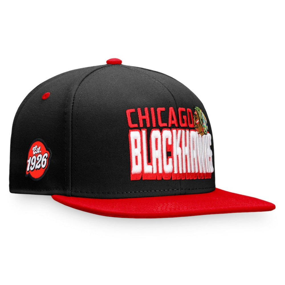 Chicago Blackhawks Fanatics Heritage Retro Two-Tone Snapback Hat - Black/Red - NHL