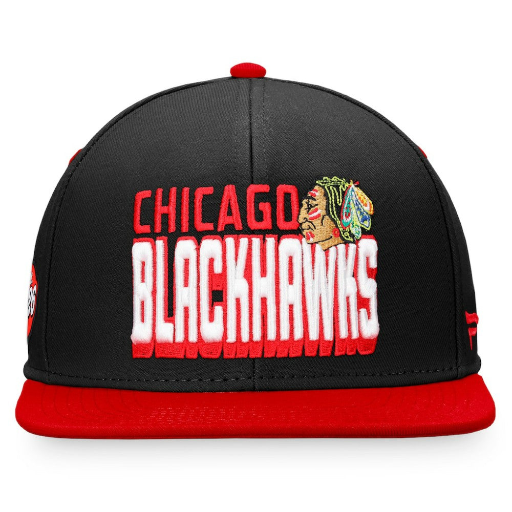 Chicago Blackhawks Fanatics Heritage Retro Two-Tone Snapback Hat - Black/Red - NHL
