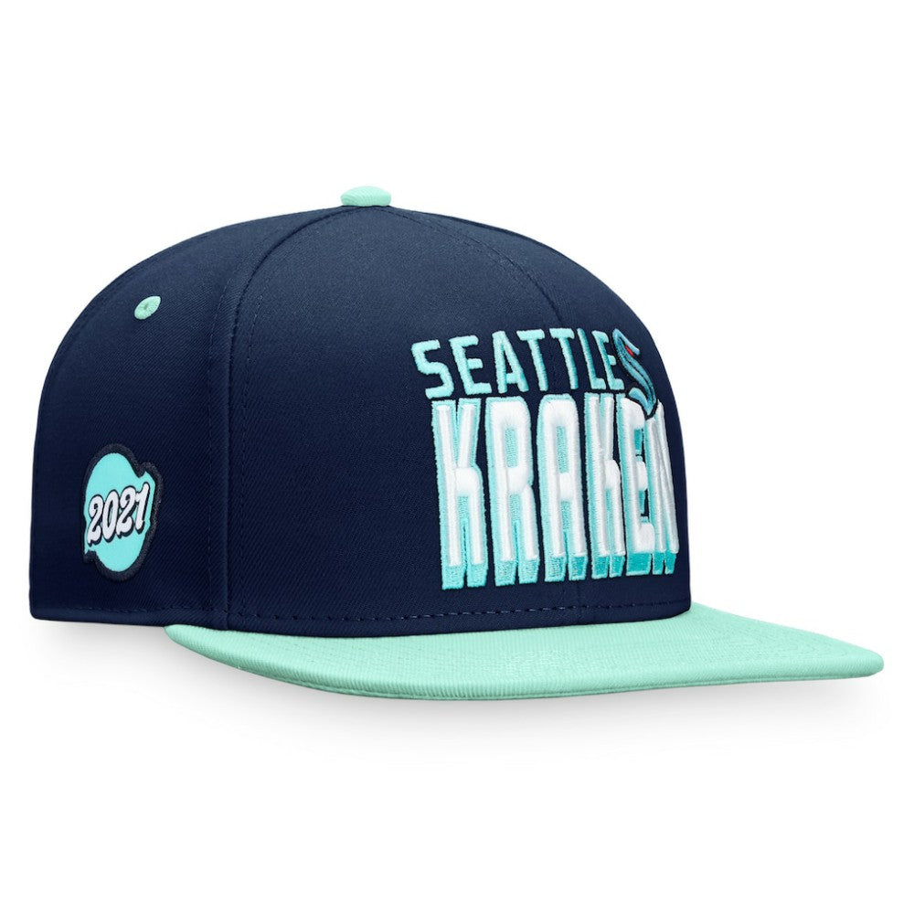 Seattle Kraken Fanatics Heritage Retro Two-Tone Snapback Hat - Navy/Blue - NHL