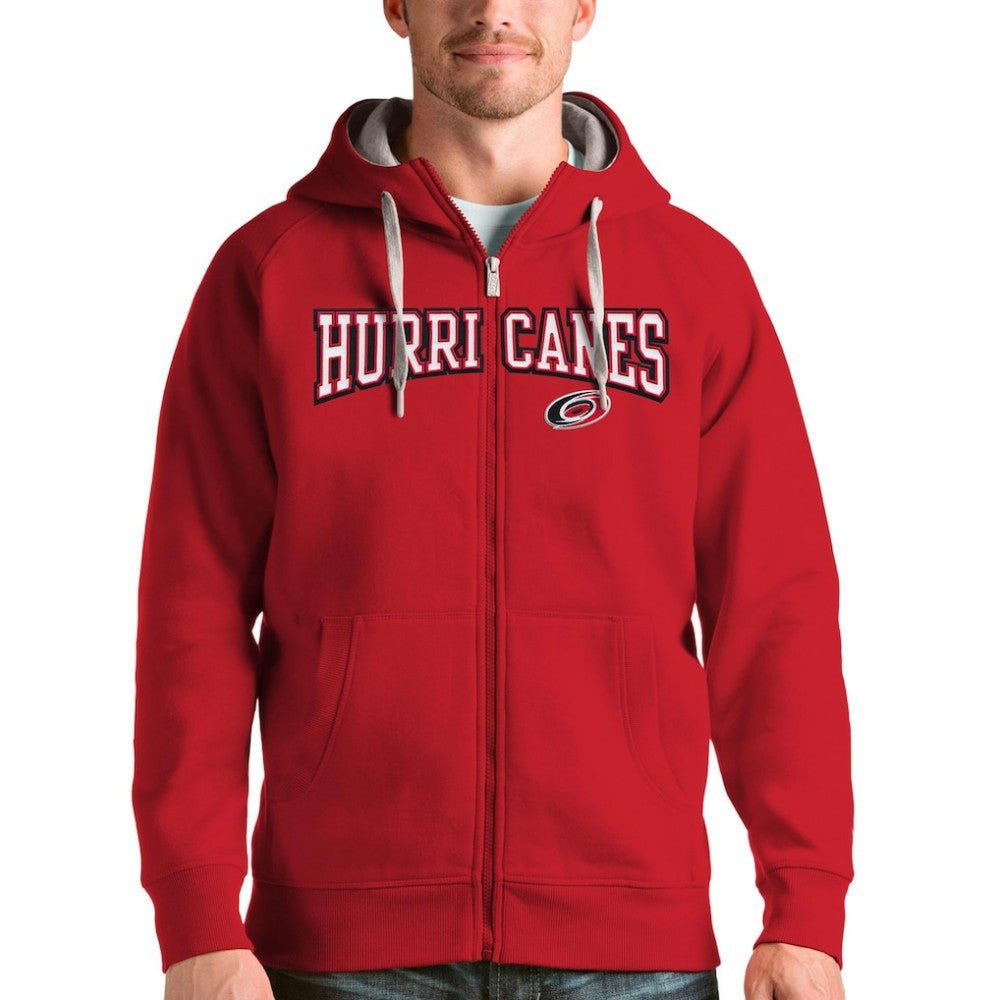 Carolina Hurricanes Antigua Wordmark Victory Full-Zip Hoodie - Red - NHL