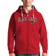 Chicago Blackhawks Antigua Wordmark Victory Full-Zip Hoodie - Red - NHL