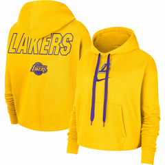 Los Angeles Lakers Women's Courtside Cropped Pullover Hoodie Gold - NBA