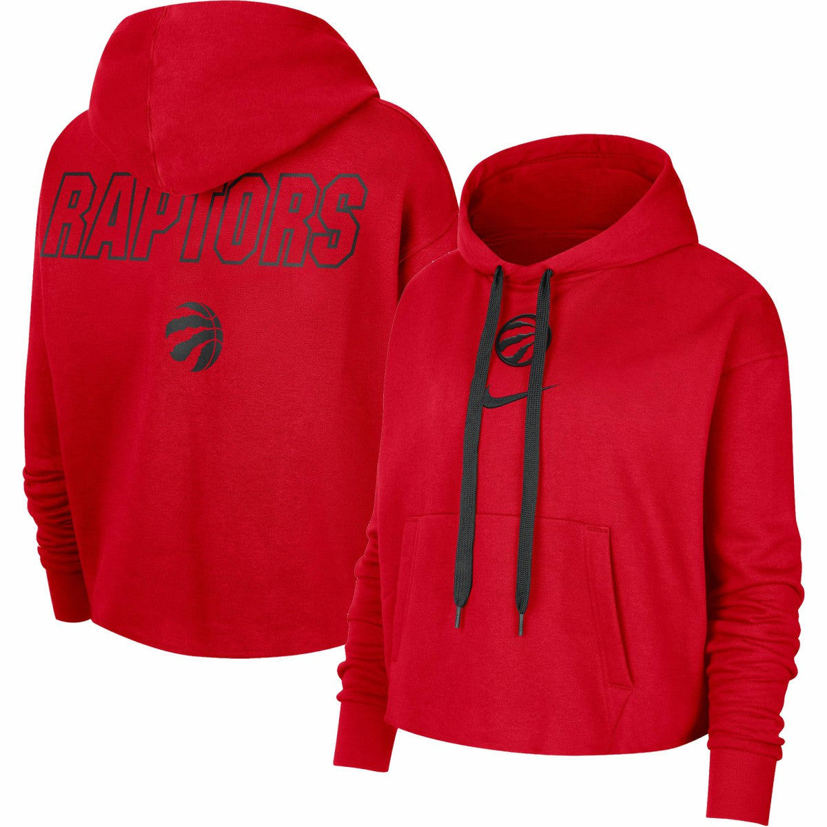Toronto Raptors Women's Courtside Cropped Pullover Hoodie Red - NBA