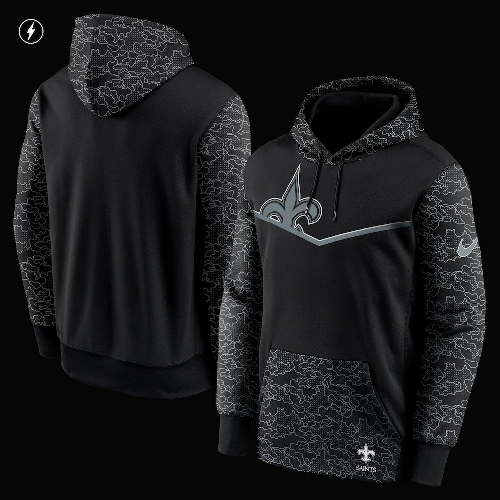 New Orleans Saints RFLCTV Chevron Pullover Hoodie Black | Nike for Sale