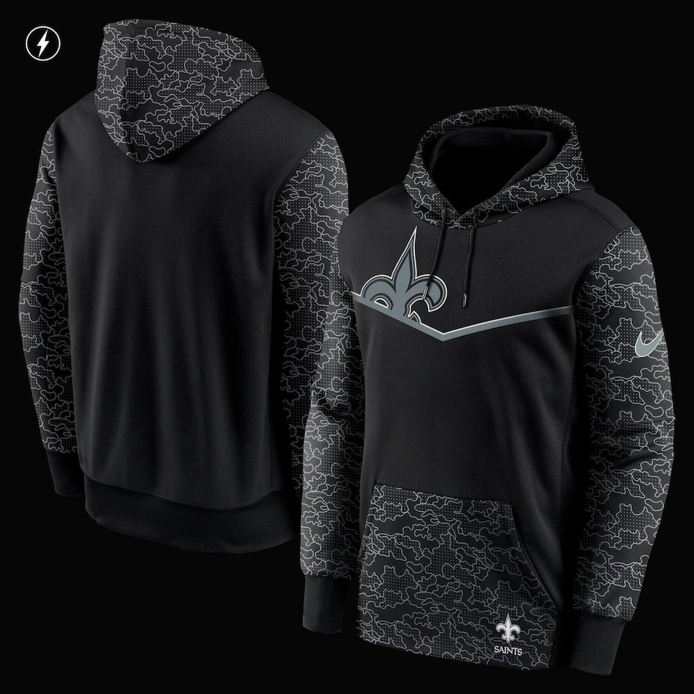 New Orleans Saints RFLCTV Chevron Pullover Hoodie Black | Nike for Sale
