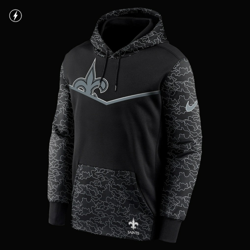 New Orleans Saints RFLCTV Chevron Pullover Hoodie Black | Nike for Sale