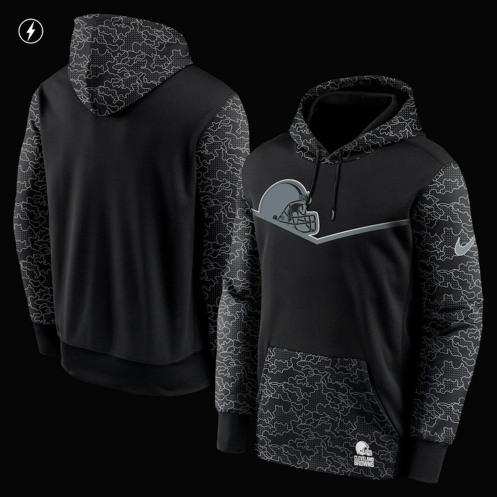 Cleveland Browns RFLCTV Chevron Pullover Hoodie Black | Nike for Sale