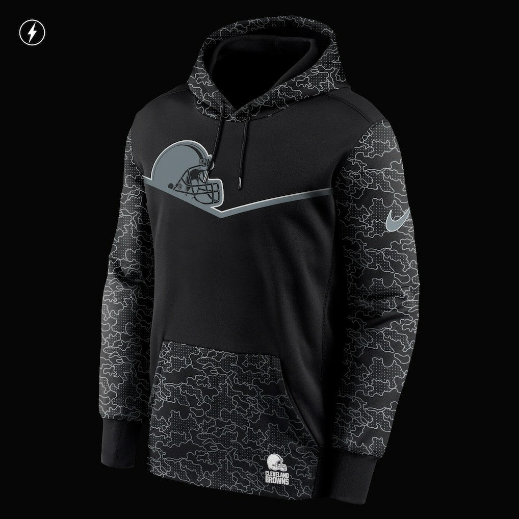Cleveland Browns RFLCTV Chevron Pullover Hoodie Black | Nike for Sale