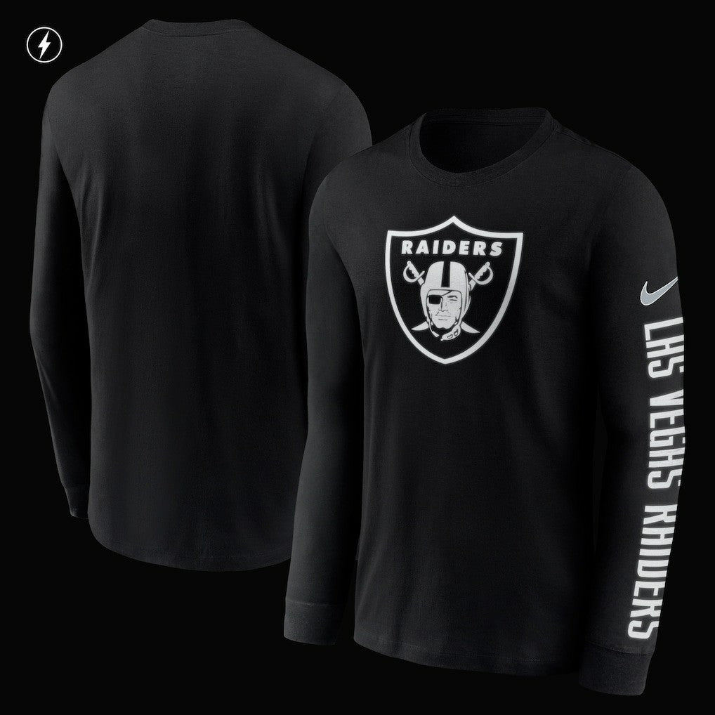 Las Vegas Raiders RFLCTV Name and Logo T-Shirt Black | Nike for Sale