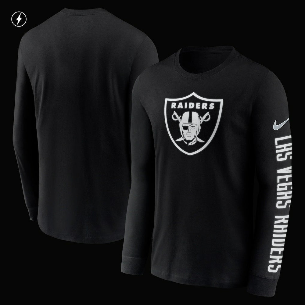 Las Vegas Raiders RFLCTV Name and Logo T-Shirt Black | Nike for Sale