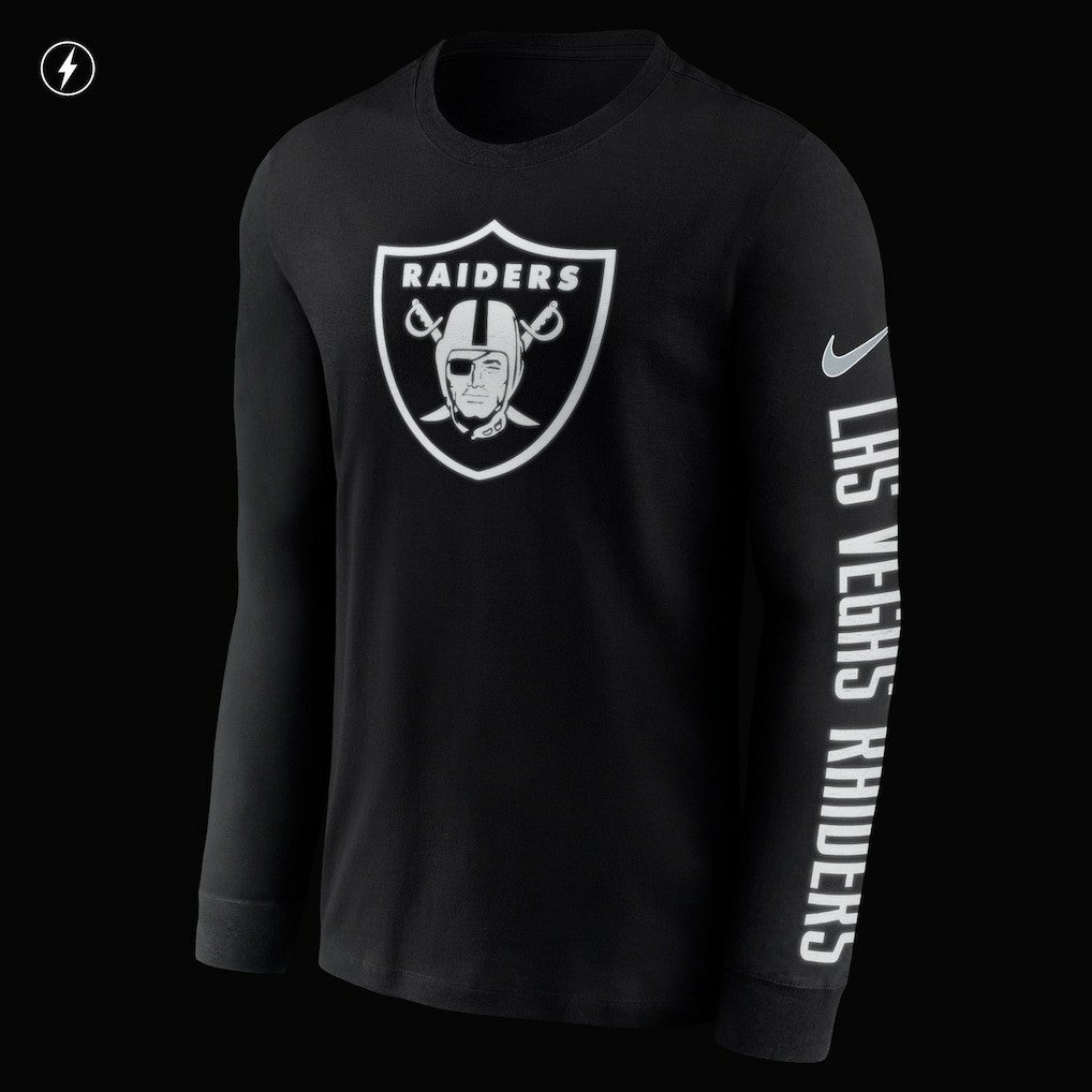 Las Vegas Raiders RFLCTV Name and Logo T-Shirt Black | Nike for Sale