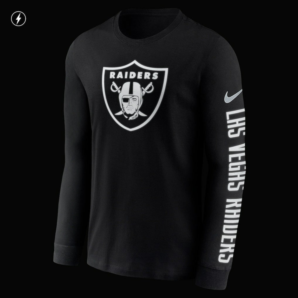 Las Vegas Raiders RFLCTV Name and Logo T-Shirt Black | Nike for Sale