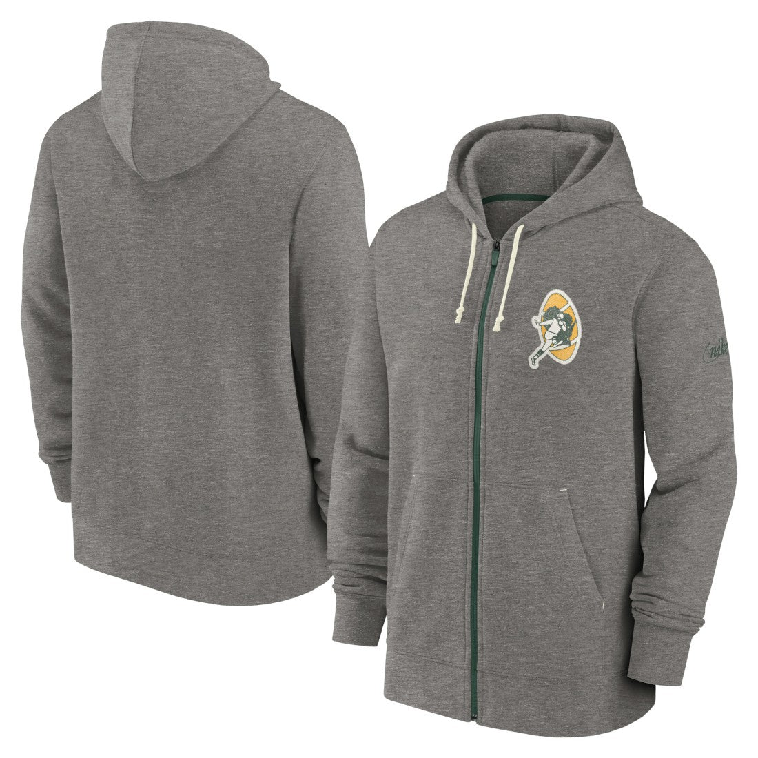 Green Bay Packers Historic Lifestyle Full-Zip Hoodie Heather Charcoal | Nike for Sale
