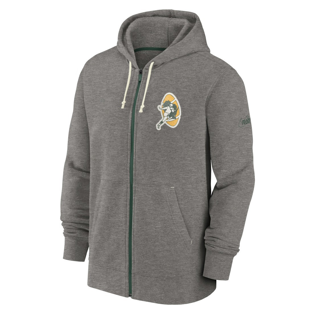 Green Bay Packers Historic Lifestyle Full-Zip Hoodie Heather Charcoal | Nike for Sale